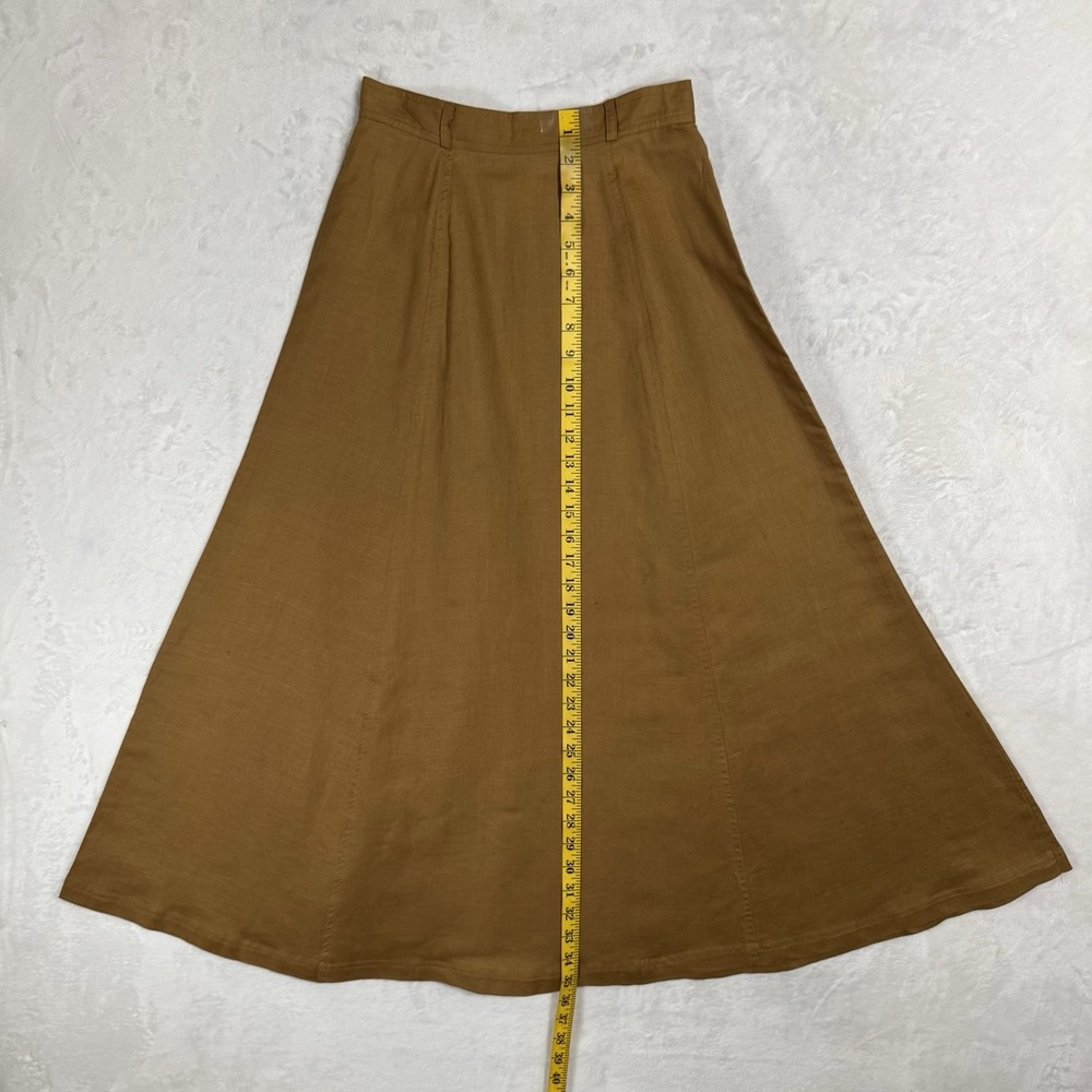 Vintage Apart Camel Brown Linen Maxi Skirt Set Size 4 XS XXS Safari Boho Neutral - Picture 13 of 16